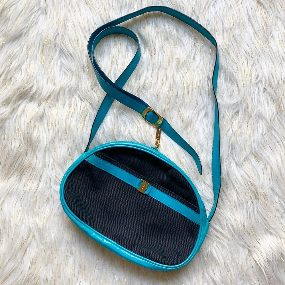 Salvatore Ferragamo Turquoise Vera bow crossbody bag